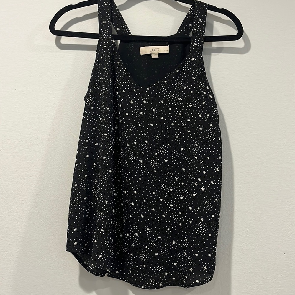 Loft (Petite) Tank Top | Black With White Stars